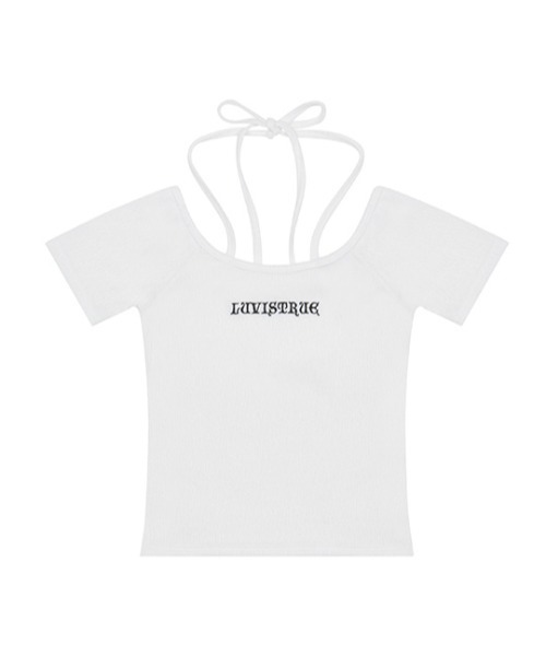 LUVISTRUE(ラヴイズトゥルー)の「A'GEM/9 × .kom『LUV IS TRUE/ラブ イズ トゥルー』 OFF SHOULDER TEE/オフショルダー Tシャツ 半袖 カットソー(Tシャツ/カットソー・レディース・ホワイト/ブラック・FREE)」の16枚目の写真