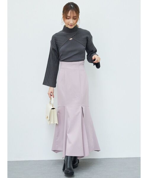 MERCURYDUO（マーキュリーデュオ）の「2WAYクロップドニットセット（ニット/セーター・レディース・チャコールグレー/アイボリー/ダークブラウン・FREE）」の18枚目の写真