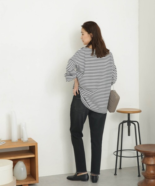 Healthy denim（ヘルシーデニム）の「Healthy DENIM/H. Salt Black Fringe テーパードデニム（デニムパンツ・レディース・ブラック・22/23/24）」の2枚目の写真