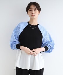 INDIVI | 【2WAY/前後着用可能/洗える】クロップド丈ニット(Tシャツ/カットソー)