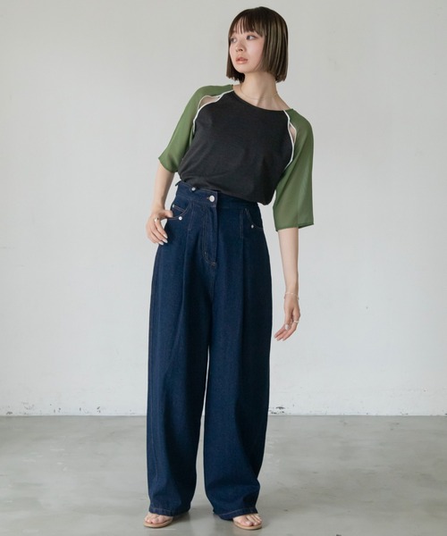 VACANCY（ヴァカンシー）の「ダブルウエストカーブデニムパンツ（デニムパンツ・レディース・ブラック/ダークインディゴブルー・SMALL/MEDIUM/LARGE）」の18枚目の写真