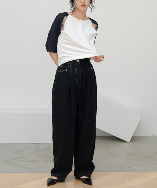 VACANCY（ヴァカンシー）の「ダブルウエストカーブデニムパンツ（デニムパンツ・レディース・ブラック/ダークインディゴブルー・SMALL/MEDIUM/LARGE）」の5枚目の写真