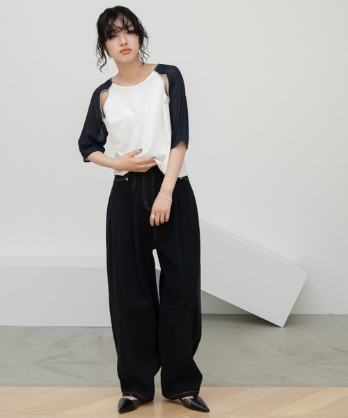 VACANCY（ヴァカンシー）の「ダブルウエストカーブデニムパンツ（デニムパンツ・レディース・ブラック/ダークインディゴブルー・SMALL/MEDIUM/LARGE）」の15枚目の写真