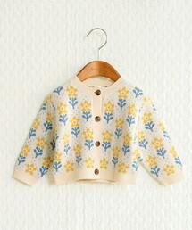 【ベビー】花柄ニットカーディガン