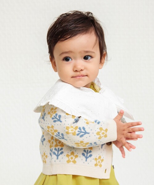 BRANSHES（ブランシェス）の「【ベビー】花柄ニットカーディガン（その他ベビーウェア・キッズ・アイボリー・FREE）」の4枚目の写真