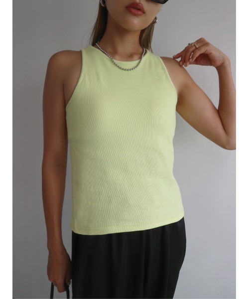 TRUNC（トランクエイティーエイト）の「Rib American Sleeve Tank Top（タンクトップ・レディース・ネイビー/イエロー・FREE）」の9枚目の写真