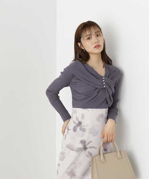 PROPORTION BODY DRESSING(プロポーションボディドレッシング)の「パールディテールギャザーニット / 1213270805(ニット/セーター・レディース・ピンク/ダークグレー/オフホワイト・FREE)」の1枚目の写真