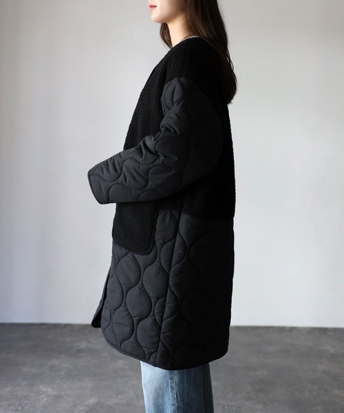Riberry（リベリー）の「ノーカラーボアキルトコート（ノーカラーコート・レディース・ブラック/カーキ/ベージュ・MEDIUM）」の19枚目の写真