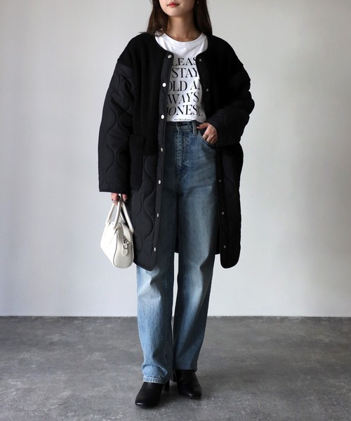 Riberry（リベリー）の「ノーカラーボアキルトコート（ノーカラーコート・レディース・ブラック/カーキ/ベージュ・MEDIUM）」の22枚目の写真
