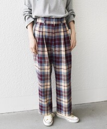 SHIPS any（シップス エニィ）の「SHIPS any:〈手洗い可能〉IN.TES.PRA タック チェック テーパード パンツ（その他パンツ・レディース）」