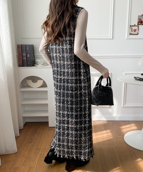 ABITOKYO（アビトーキョー）の「ツイードフリンジラップ風キーネック