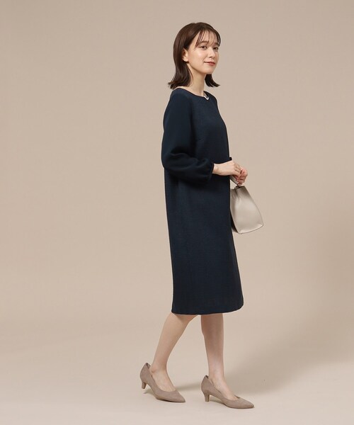 SHOO・LA・RUE(シューラルー)の「◆【S-3L/通勤/セレモニー】ツイードサックワンピース(ワンピース・レディース・ネイビー系3/グレー系3・03/02/04/01/05)」の6枚目の写真