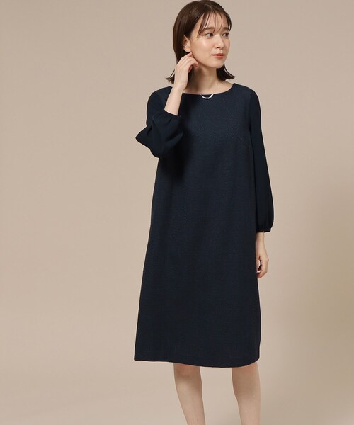 SHOO・LA・RUE(シューラルー)の「◆【S-3L/通勤/セレモニー】ツイードサックワンピース(ワンピース・レディース・ネイビー系3/グレー系3・03/02/04/01/05)」の7枚目の写真