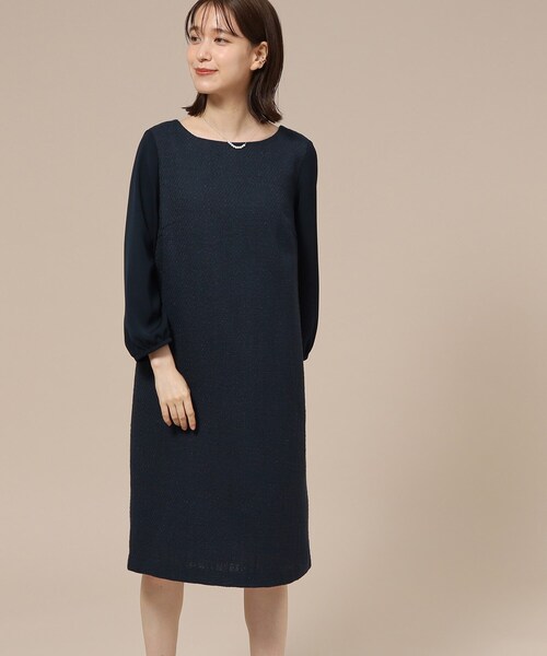 SHOO・LA・RUE(シューラルー)の「◆【S-3L/通勤/セレモニー】ツイードサックワンピース(ワンピース・レディース・ネイビー系3/グレー系3・03/02/04/01/05)」の8枚目の写真