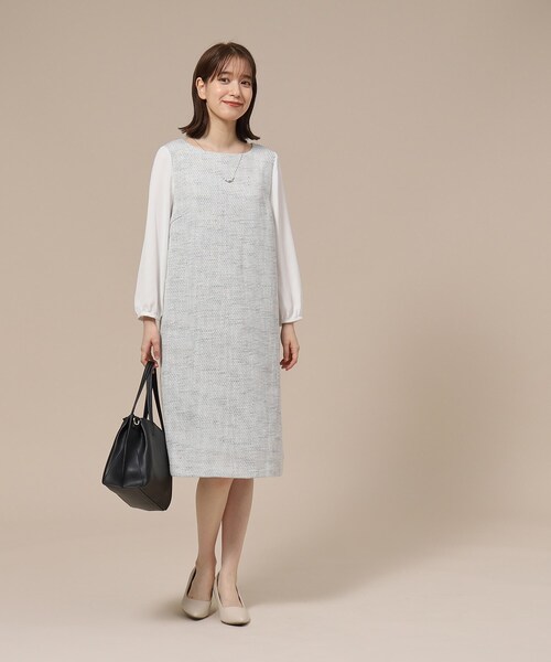 SHOO・LA・RUE(シューラルー)の「◆【S-3L/通勤/セレモニー】ツイードサックワンピース(ワンピース・レディース・ネイビー系3/グレー系3・03/02/04/01/05)」の11枚目の写真
