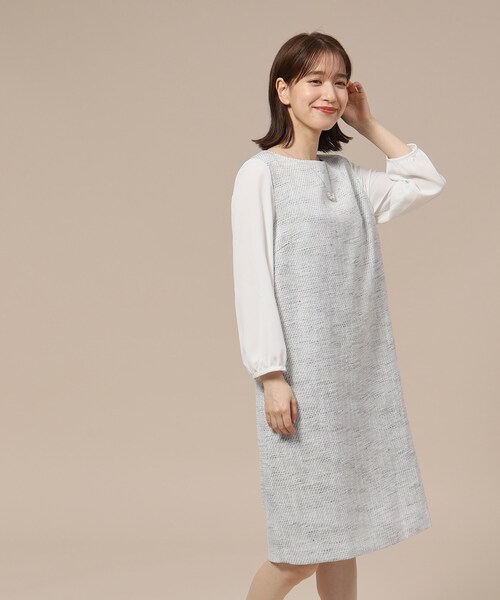 SHOO・LA・RUE(シューラルー)の「◆【S-3L/通勤/セレモニー】ツイードサックワンピース(ワンピース・レディース・ネイビー系3/グレー系3・03/02/04/01/05)」の15枚目の写真