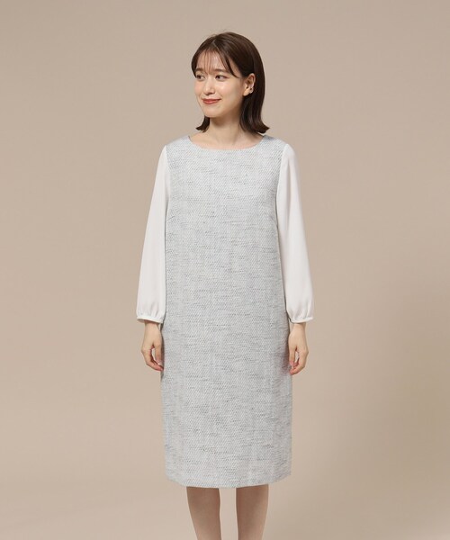 SHOO・LA・RUE(シューラルー)の「◆【S-3L/通勤/セレモニー】ツイードサックワンピース(ワンピース・レディース・ネイビー系3/グレー系3・03/02/04/01/05)」の21枚目の写真
