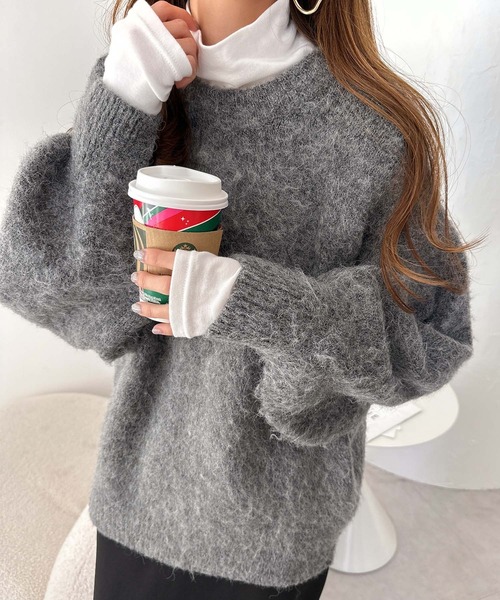 セール】モヘアライク2way長袖ニットカーディガン(ニット/セーター セール】モヘアライク2way長袖ニットカーディガン(ニット/セーター