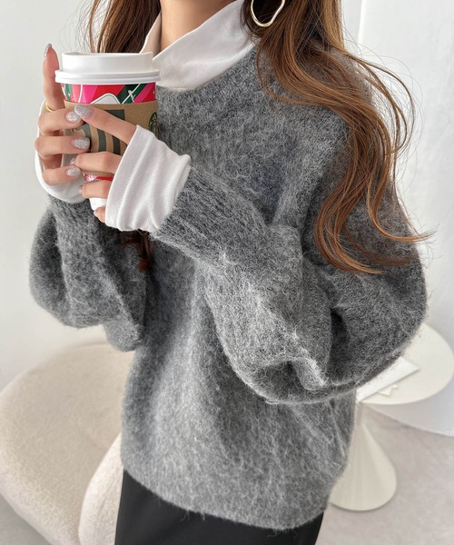 セール】モヘアライク2way長袖ニットカーディガン（ニット/セーター