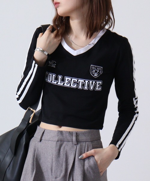 ★韓国の人気★【UNALLOYED】★LOGO FOOTBALL LSV T SHIR.T★ ☆韓国の人気☆【UNALLOYED】☆LOGO FOOTBALL LSV T SHIR.T
