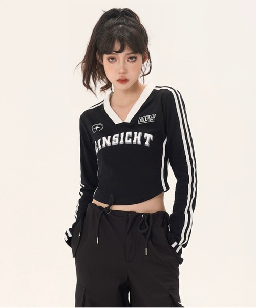 emis ロゴ入り クロップドTシャツ　韓国限定 韓国EMIS エミス】CHAIN STITCH T-SHIRT (EMIS/Tシャツ