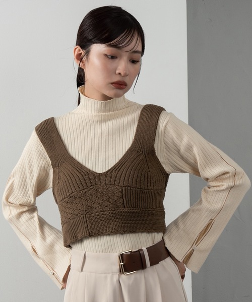 Amiur（エミレ）の「smart piping compact rib knit（ニット/セーター・レディース・ベージュ/アイボリー・FREE）」の3枚目の写真