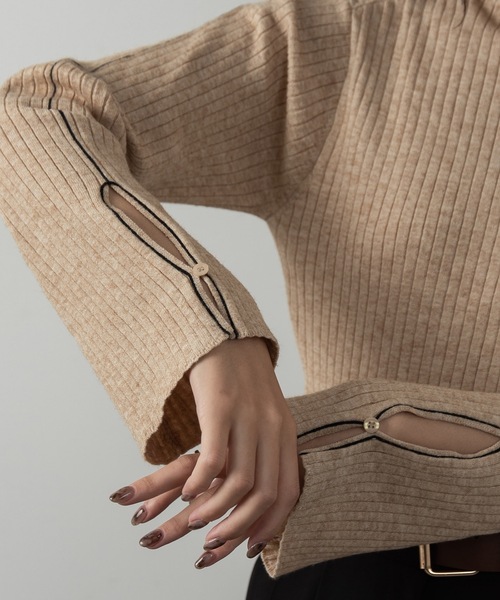 Amiur（エミレ）の「smart piping compact rib knit（ニット/セーター・レディース・ベージュ/アイボリー・FREE）」の6枚目の写真