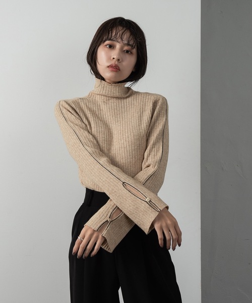 Amiur（エミレ）の「smart piping compact rib knit（ニット/セーター・レディース・ベージュ/アイボリー・FREE）」の7枚目の写真