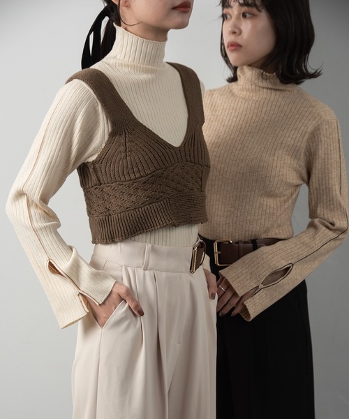 Amiur（エミレ）の「smart piping compact rib knit（ニット/セーター・レディース・ベージュ/アイボリー・FREE）」の8枚目の写真