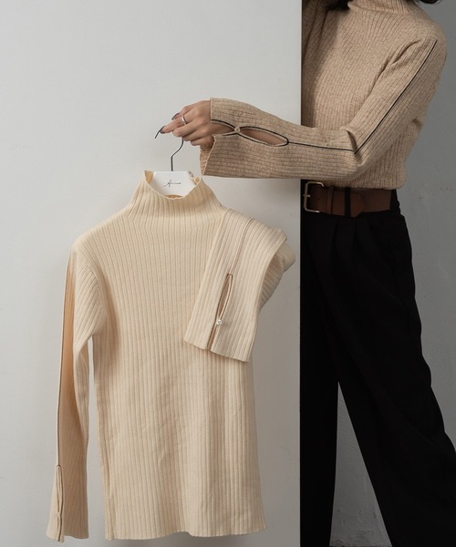 Amiur（エミレ）の「smart piping compact rib knit（ニット/セーター・レディース・ベージュ/アイボリー・FREE）」の11枚目の写真