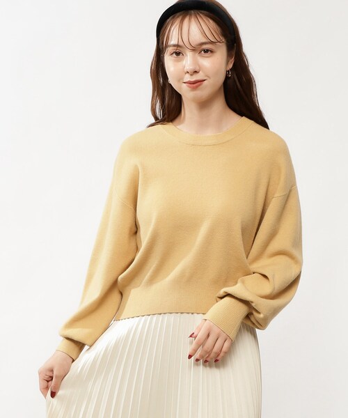 grove（グローブ）の「◆カラーニットパフスリーブプルオーバー（ニット/セーター・レディース・ブラック/イエロー/ブルー/オレンジ/ダークグリーン/アイボリー・02/01）」の6枚目の写真