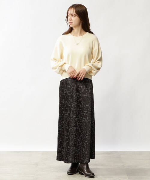 grove（グローブ）の「◆カラーニットパフスリーブプルオーバー（ニット/セーター・レディース・ブラック/イエロー/ブルー/オレンジ/ダークグリーン/アイボリー・02/01）」の7枚目の写真