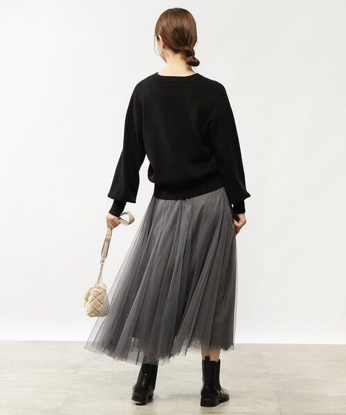 grove（グローブ）の「◆カラーニットパフスリーブプルオーバー（ニット/セーター・レディース・ブラック/イエロー/ブルー/オレンジ/ダークグリーン/アイボリー・02/01）」の16枚目の写真