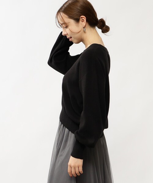 grove（グローブ）の「◆カラーニットパフスリーブプルオーバー（ニット/セーター・レディース・ブラック/イエロー/ブルー/オレンジ/ダークグリーン/アイボリー・02/01）」の18枚目の写真