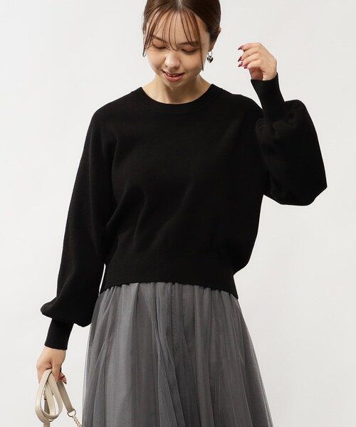 grove（グローブ）の「◆カラーニットパフスリーブプルオーバー（ニット/セーター・レディース・ブラック/イエロー/ブルー/オレンジ/ダークグリーン/アイボリー・02/01）」の19枚目の写真