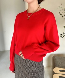 ◆カラーニットパフスリーブプルオーバー