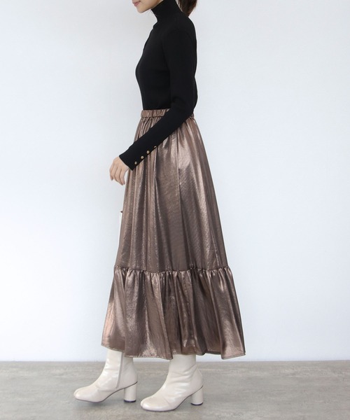 TITE IN THE STORE（ティテ　インザ　ストア）の「ゴールドボタンハイネックニットプルオーバー（ニット/セーター・レディース・オフホワイト/ブラウン/ブラック・38）」の11枚目の写真