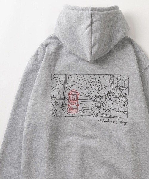COLEMAN（コールマン）の「【Coleman/コールマン】メッセージ刺繍＆BIG線画イラスト バックプリントデザイン ビッグシルエット 裏起毛プルパーカー/プルオーバーフーディー（パーカー・メンズ・グレー/ホワイト/ブラック・XL/L/M）」の6枚目の写真