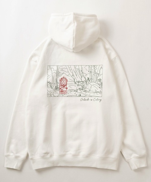 COLEMAN（コールマン）の「【Coleman/コールマン】メッセージ刺繍＆BIG線画イラスト バックプリントデザイン ビッグシルエット 裏起毛プルパーカー/プルオーバーフーディー（パーカー・メンズ・グレー/ホワイト/ブラック・XL/L/M）」の8枚目の写真