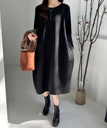 さらっとリネンタッチ コクーンワンピース ロング ワンピース 綿 リネン コクーンシルエット 春服 夏服