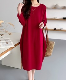 さらっとリネンタッチ コクーンワンピース ロング ワンピース 綿 リネン コクーンシルエット 春服 夏服