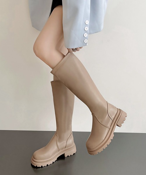 Miniministore(ミニミニストア)の「ロングブーツ 厚底ブーツ レディース韓国(ブーツ・レディース・アイボリー/ブラック/ベージュ/ブラウン・23.0cm/23.5cm/24.5cm/22.5cm/24.0cm/25.0cm)」の4枚目の写真