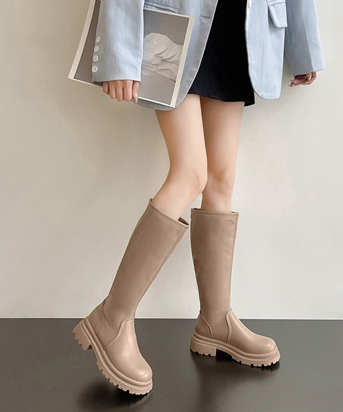 Miniministore(ミニミニストア)の「ロングブーツ 厚底ブーツ レディース韓国(ブーツ・レディース・アイボリー/ブラック/ベージュ/ブラウン・23.0cm/23.5cm/24.5cm/22.5cm/24.0cm/25.0cm)」の10枚目の写真