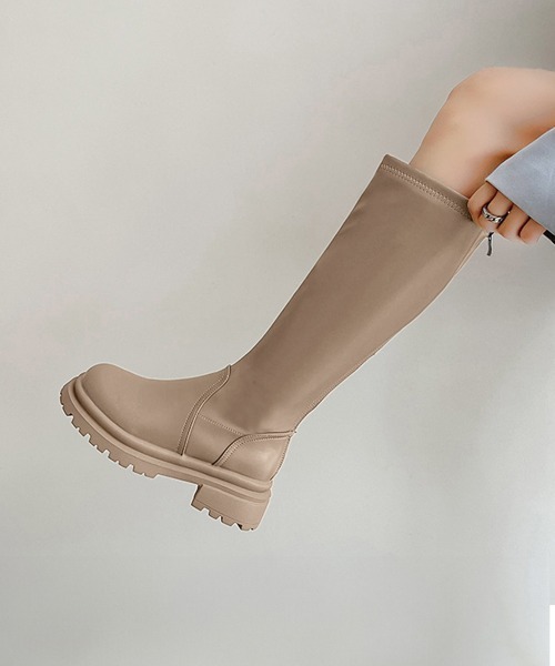 Miniministore(ミニミニストア)の「ロングブーツ 厚底ブーツ レディース韓国(ブーツ・レディース・アイボリー/ブラック/ベージュ/ブラウン・23.0cm/23.5cm/24.5cm/22.5cm/24.0cm/25.0cm)」の11枚目の写真