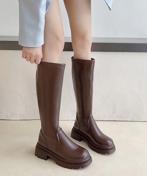 Miniministore(ミニミニストア)の「ロングブーツ 厚底ブーツ レディース韓国(ブーツ・レディース・アイボリー/ブラック/ベージュ/ブラウン・23.0cm/23.5cm/24.5cm/22.5cm/24.0cm/25.0cm)」の12枚目の写真