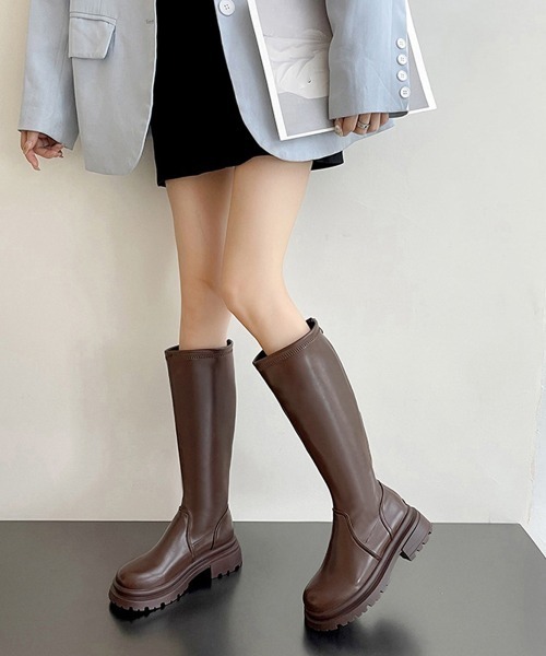 Miniministore(ミニミニストア)の「ロングブーツ 厚底ブーツ レディース韓国(ブーツ・レディース・アイボリー/ブラック/ベージュ/ブラウン・23.0cm/23.5cm/24.5cm/22.5cm/24.0cm/25.0cm)」の13枚目の写真