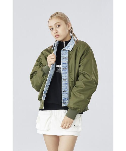 NBB WEEKEND】デニム×MA-1ドッキングブルゾン (LADIES)