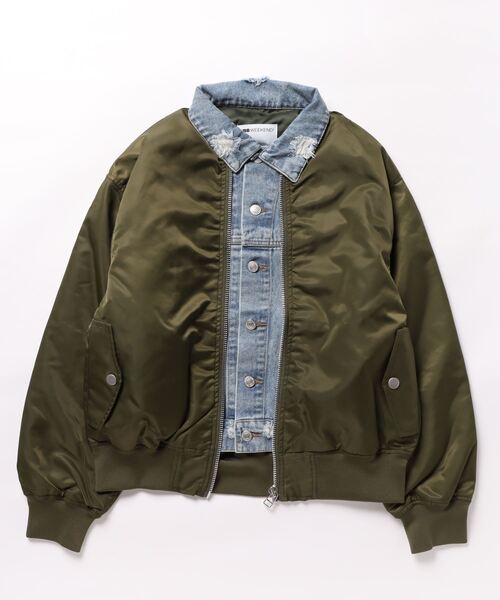 NBB WEEKEND MA1風ブルゾン　レディース NBB WEEKEND】デニム×MA-1ドッキングブルゾン (LADIES)
