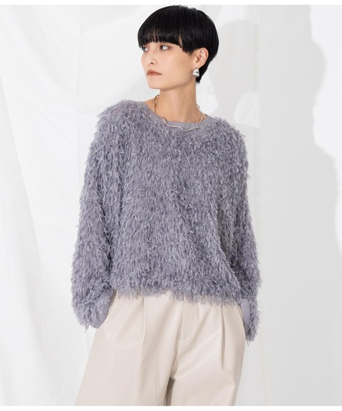 Settimissimo（セッティミッシモ）の「フリンジ ワイドスリーブ プルオーバー クルーネック（Tシャツ/カットソー・レディース・ライトグレー/ブラウン・M）」の3枚目の写真