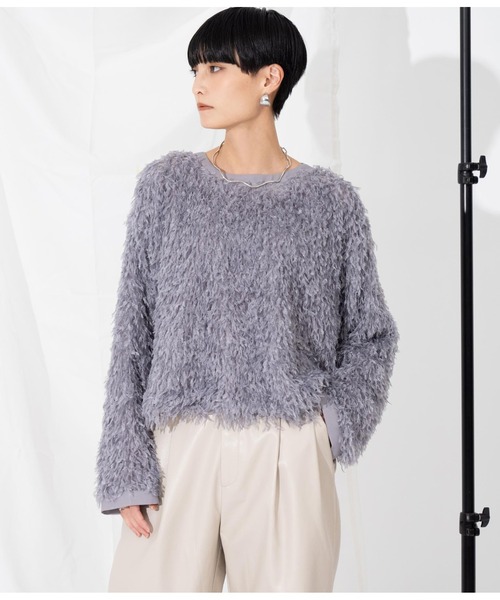 Settimissimo（セッティミッシモ）の「フリンジ ワイドスリーブ プルオーバー クルーネック（Tシャツ/カットソー・レディース・ライトグレー/ブラウン・M）」の4枚目の写真